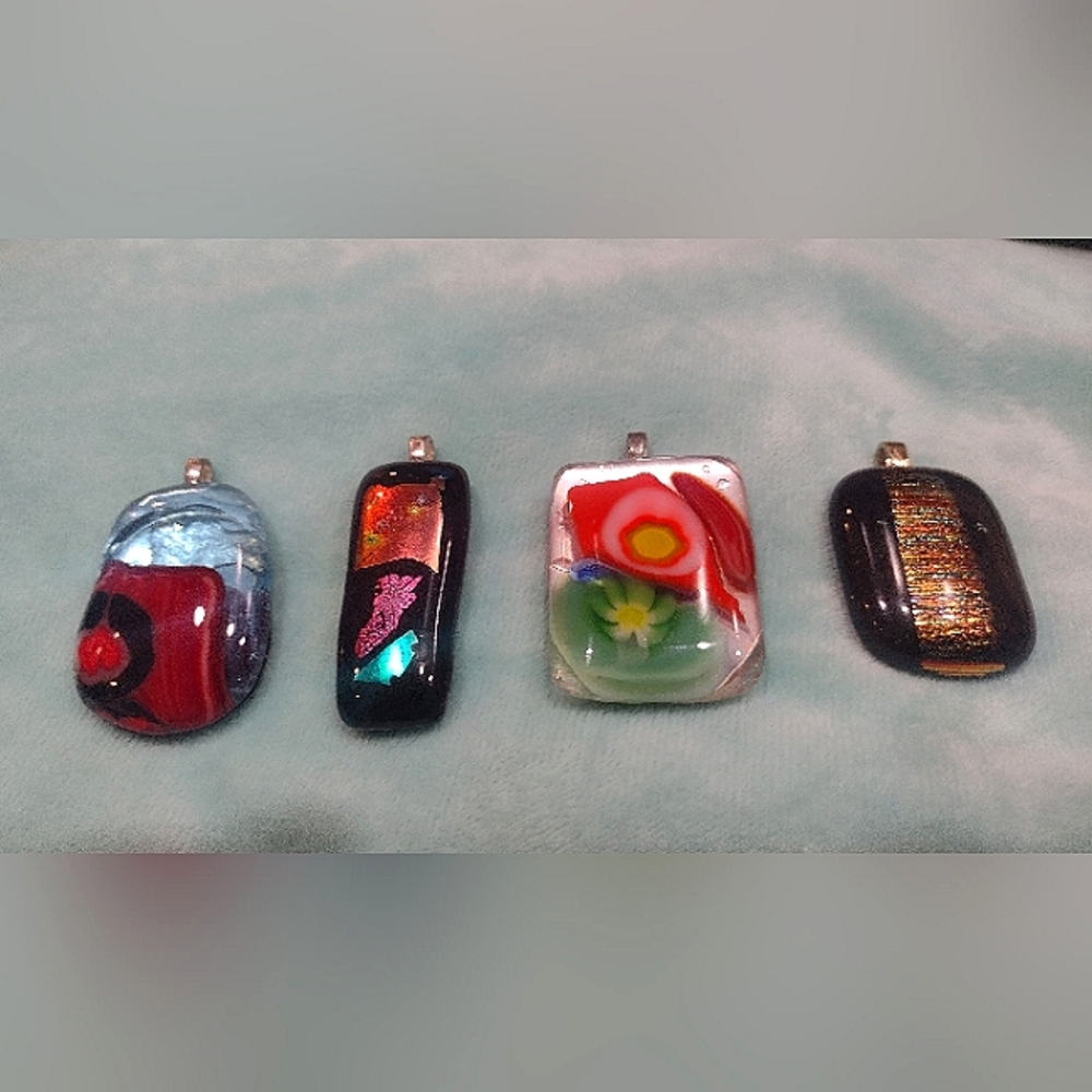 Glass Necklace Pendants - Set of 4